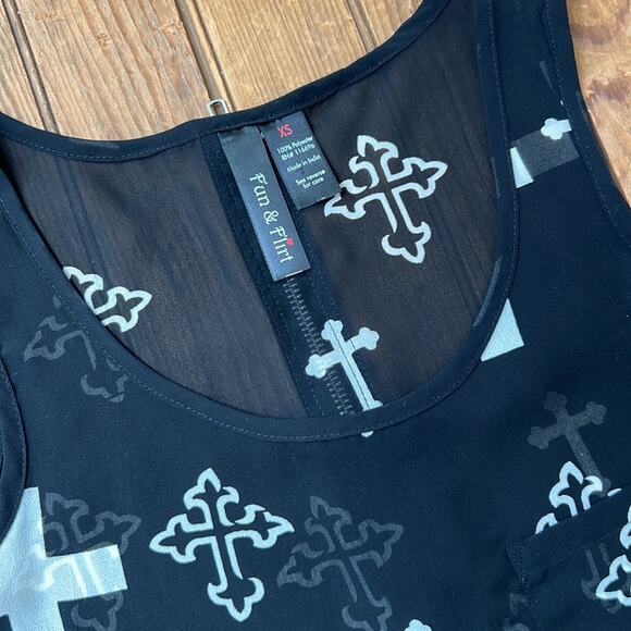 Fun and Flirt sheer Black swing style cross tank top size xs - Picture 2 of 7